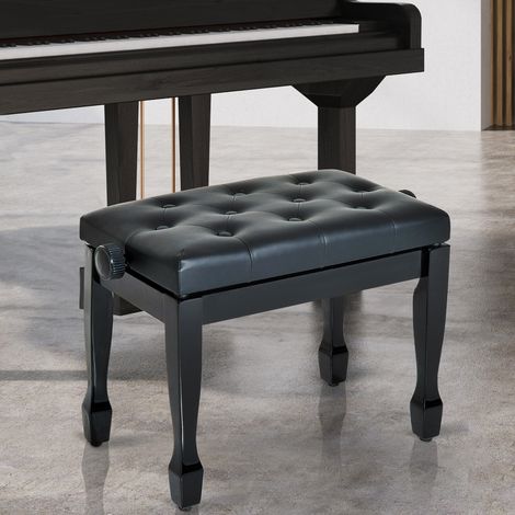 Tabouret de piano HOMCOM, réglable en hauteur, banc de piano. Banc de piano avec coussin en similicuir, tabouret pour piano et clavier, 64 x 35 x 45-55 cm, noir.