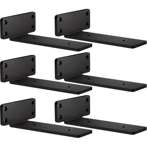 6er-Pack robuste Winkel für Holzbretter, 15 cm (6 Zoll) große Winkel, schwarz, aus Metall gefertigt  - Crezuo