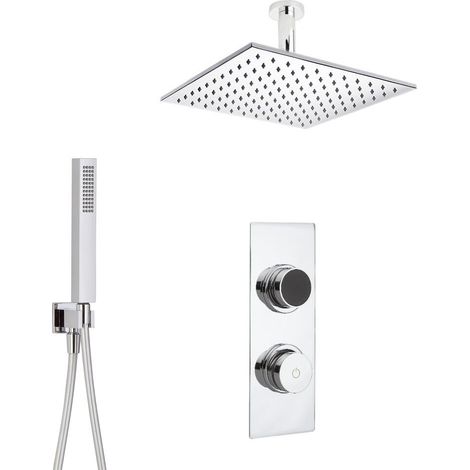 Hudson Reed - Kit de Douche Thermostatique Digital 2 Fonctions avec Pommeau Plafond Carré