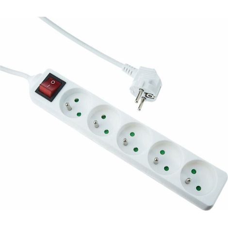 Multiprise intelligente avec protection du câble coaxial : sécurité accrue des appareils. Blanche. Parafoudre offrant une protection complète.