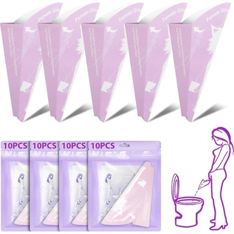 Disposable Female Urinal, Foldable Paper Urinal, Funnel for Standing Pee, Clean and Hygienic Portable Female Urinal for Camping, Pregnancy, Travel, Hiking, Long Journeys (1/5)