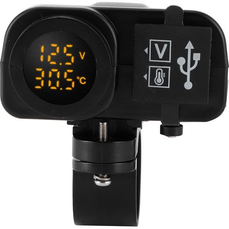 Motorrad-Doppel-USB-Voltmeter-Ladegerät, Multifunktions-Temperaturmesser mit wasserdichter Abdeckung (1/5)