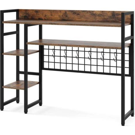 Jusqu'à 32", étagère de bureau pour espace de travail avec 4 étagères, grille métallique et 6 crochets (1/5)