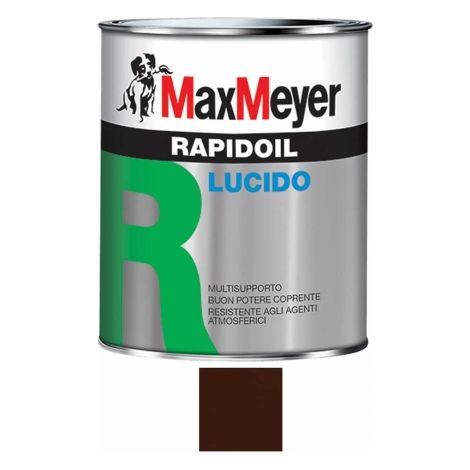 RAPIDOIL Smalto lucido a solvente per ferro e legno MaxMeyer Marrone Mogano RAL 8016,0.75 lt