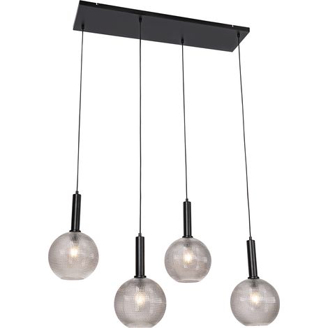 Design-Hängelampe schwarz mit Rauchglas 4-flammig - Chico