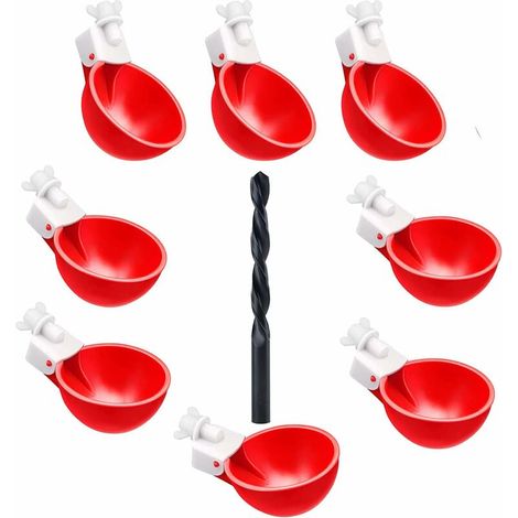 Ensemble de 8 abreuvoirs automatiques pour poulets, canards, oies et autres volailles système d'hydratation pour cages ou élevage domestique.-AquaForge (1/4)