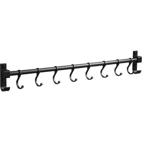 Supporto da parete in alluminio da 50 cm – 8 ganci rimovibili – Resistente alla corrosione – Per utensili da cucina e vestiti -Crezuo