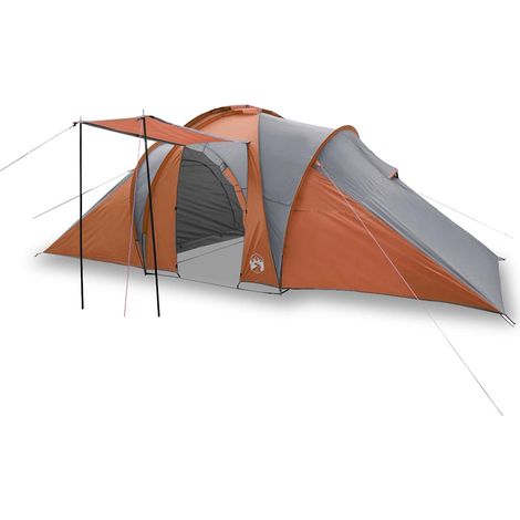 vidaXL Tienda familiar con cúpula impermeable 6 personas gris naranja (1/2)