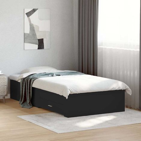 Cadre de lit avec tiroirs sans matelas noir 75x190 cm (1/5)