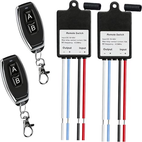 Interrupteur à distance sans fil avec télécommande étanche 5 V 6 V 12 V 24 V 5-60 V CC 10 A pour portes de garage, motos (1/5)