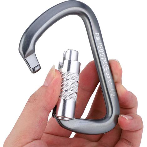 Mousqueton en Aluminium Léger pour Escalade, Randonnée et Via Ferrata (Noir)