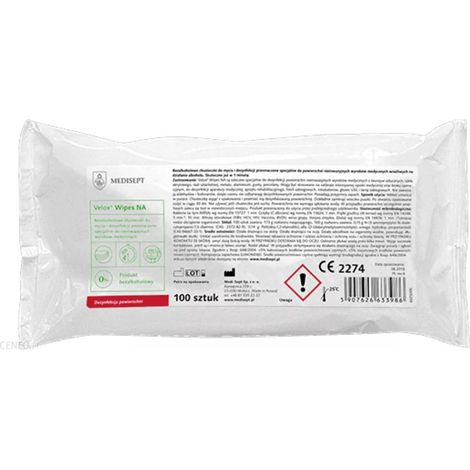 Toallitas sin alcohol para desinfectar y limpiar lámparas y cabezales de ultrasonidos Velox Wipes NA 100 uds recambio (1/3)