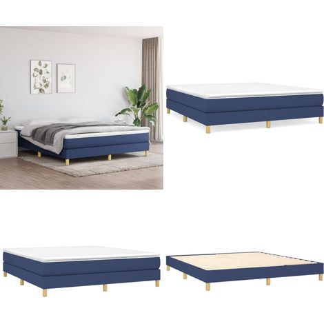 Sommier à lattes de lit avec matelas Bleu 160x200 cm Tissu - Lit Double - Lit Tapissier - Matelas Ressorts Ensachés - Literie - Chambre À Coucher - Home & Living (1/5)