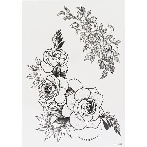 Autocollant tatouage temporaire TH‑400 femme fleur, waterproof, pour bras, poitrine, dos, jambe (1/5)