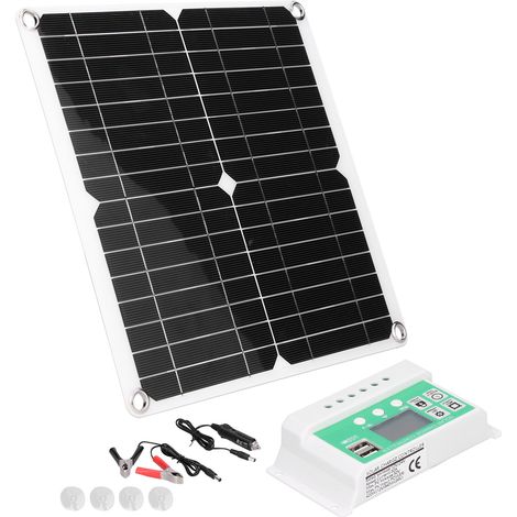 Panneau Solaire Flexible Kit 40W Monocrystalline Silicon 18V avec Régulateur de Charge 30A pour Caravane et Véhicule