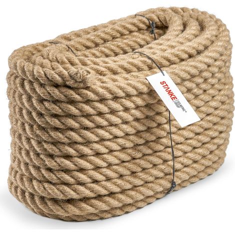 Seilwerk STANKE Corde de Jute Fibres Naturelles enroulées gréement la rambarde de sécurité 18mm 30m