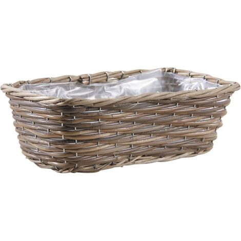 Jardinière rectangle en poelet gris 40 cm