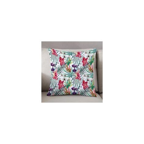 Housse de coussin de canapé 45 x 45 cm, motif floral, aquarelle, plantes tropicales exotiques, couleurs vibrantes, été hawaïen (coussin non inclus), housse de coussin de salon. (1/4)