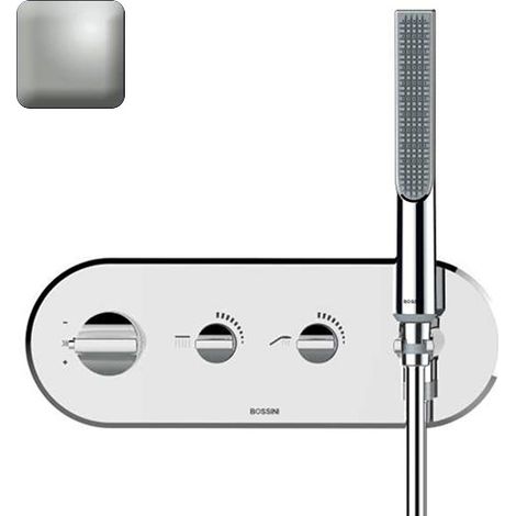 Partie externe mitigeur thermostatique mural bain douche nickel satiné Apice - Bossini Z00523094