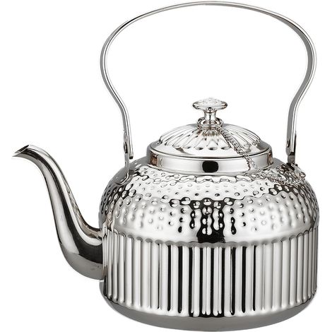 1500ml Théière en acier inoxydable avec infuseur style rétro,argent (1/5)