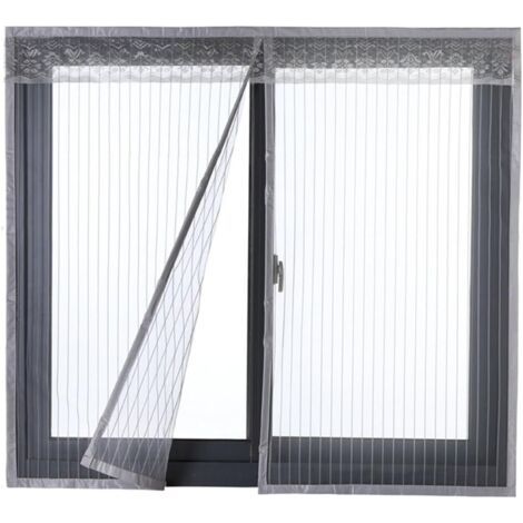 Moustiquaire de Porte Ou Fenetre Magnetique Rideau Moustiquaire De Porte Avec Aimants Gris 120x130cm FDC