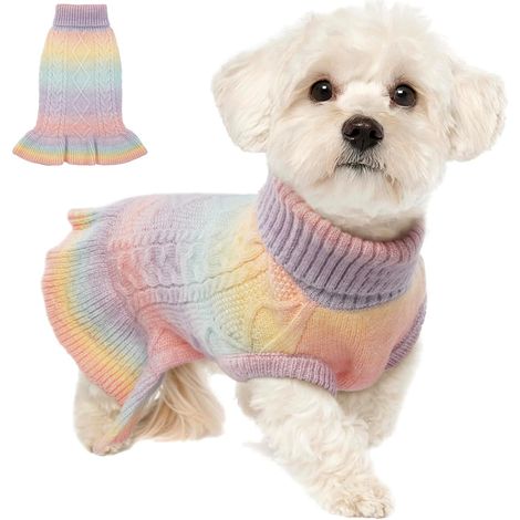 Vêtements pour chien : pull à col roulé chaud d'hiver, multicolore, taille S