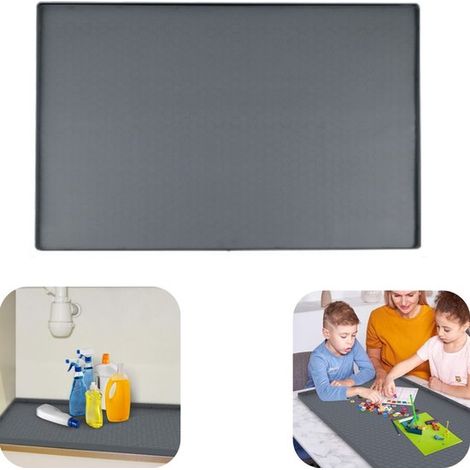 Tapis d'évier tapis imperméable tapis en silicone tapis de rangement pour salle de bain (gris, 5648cm) (1/5)