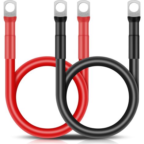 Cable Batterie Voiture 16mm² 50cm Câble Onduleur de Batterie 5AWG 12V Câble de Batterie avec M8 Cosses à œillets pour Camion Auto Moto Marine Solaire Rouge et Noir 2 Pièces (1/5)