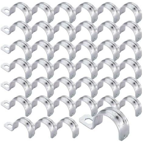 40 Pièces Colliers de Serrage, Serrage en U, U Fixation, pour fixer des câbles, tuyaux caoutchouc, conduites gaz, d'évacuation eaux pluviales(1/2 ") - 1/2 "