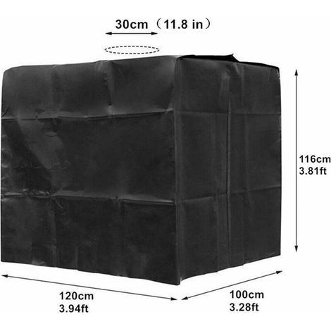 Wassertankabdeckung, IBC-Tankabdeckung für 1000-Liter-Tanks, Schutzhülle für Wassertankbehälter, staubdicht, UV-beständig, regendicht, 120 x 100 x 116 cm (schwarz) (1/4)