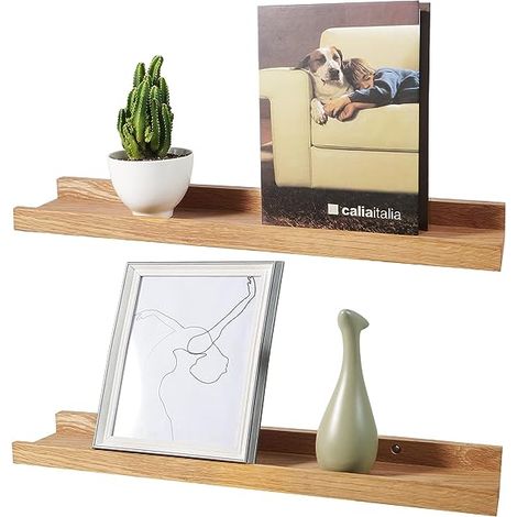 QAZQA Étagère flottante murale, étagère murale de style rustique pour la décoration et le rangement, étagère en bois massif naturel, Couleur naturelle (1/5)
