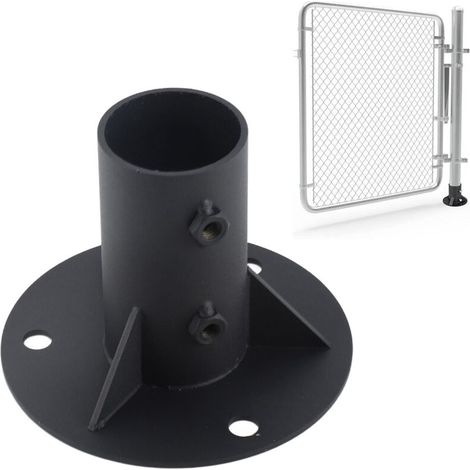 [Bras d'ancrage pour poteau] Base flange solide pour poteau rond métallique Ø52mm avec visserie - Installation simple pour clôture, éclairage ou boîte aux lettres (1/5)
