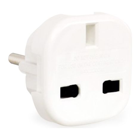 Adaptateur Secteur De Voyage UK 3 Broches - Europe 2 Broches (Royaume-Uni - Europe) - Blanc