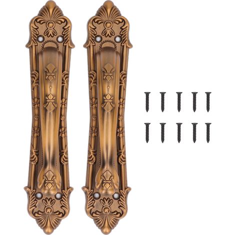 2 ensembles de poignées et poignées de porte de grange coulissantes, en alliage d'aluminium, poignée de traction en Bronze pour portes, portails avec vis (1/5)