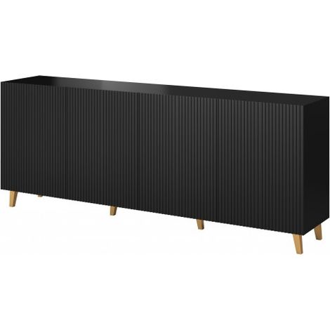 Buffet long noir 200 cm 4 portes Gustave (1/4)