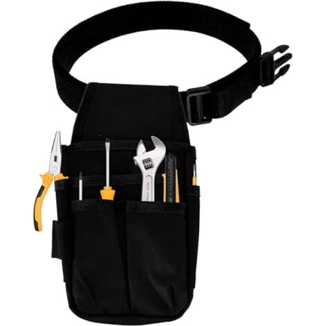 Sacoche porte-outils d'électricien avec ceinture de 1,2 m, en tissu Oxford 600D, idéale pour le jardinage, robuste et à bords noirs. (1/5)