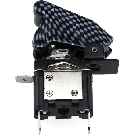Interrupteur d'allumage à bascule 12 V 20 A avec témoin lumineux de type aviation pour véhicules à moteur, navires de course et yachts (noir)-Black (1/2)
