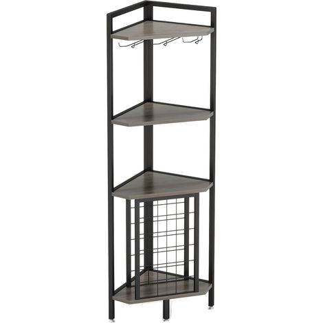 Étagère à vin d'angle, design à 4 niveaux, espace de rangement ample, GRIS CLAIR (1/2)