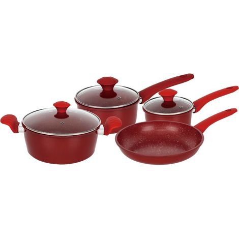 Batterie de cuisine forgée revêtement en marbre Rouge 7 pièces Herzberg HG04715-RED (1/5)