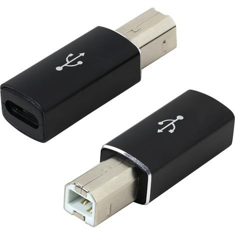 Adaptador de 2 piezas USB C hembra a USB B macho, conector de conversión de tipo C a B, compatible con impresoras y pianos eléctricos, admite sincronización de datos, Plug & Play. (1/5)