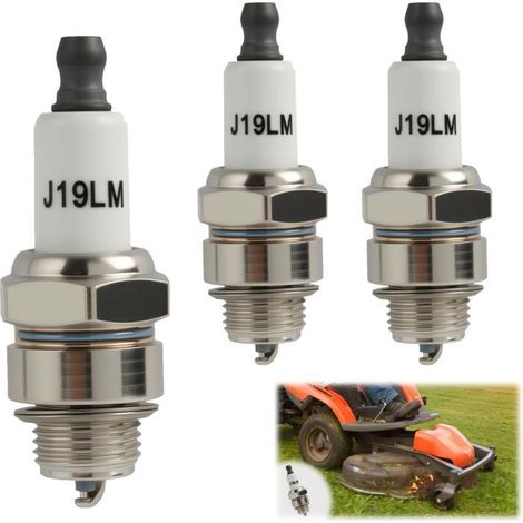 HOXILEELEO - 3 Pcs Bougies d'allumage RJ19LM pour Tondeuses à Gazon 4 Temps, Bougie RJ19LM, Adaptées aux Modèles 796112, 796112S, 3121-C5-0041 (1/5)