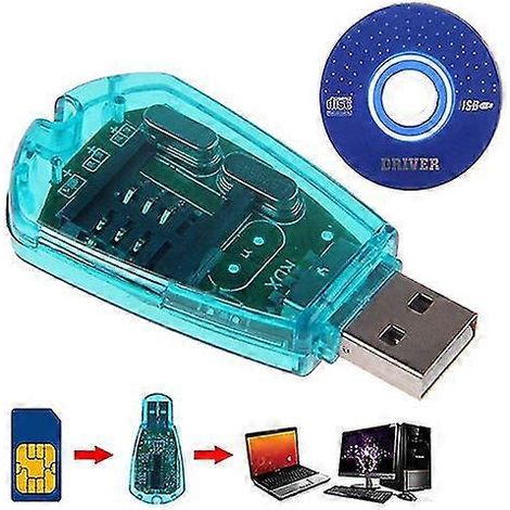 Lecteur/copieur/graveur de carte SIM standard pour téléphone portable USB, compatible GSM/CDMA et CD. (1/4)