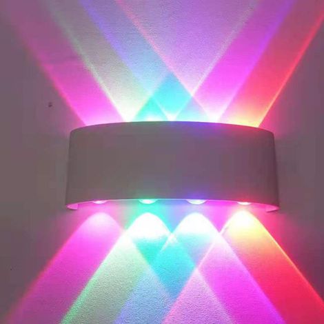 Applique murale LED pour intérieur et extérieur, lampe de jardin en aluminium 8 W, lampe de chevet 8 LED, étanche IP65, lumière colorée (1/5)
