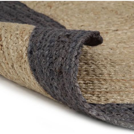 Maison Exclusive - Teppich Handgefertigt Jute mit Dunkelgrauem Ra