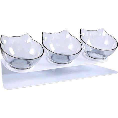 Lot de 3 gamelles surélevées pour chat - 3 en 1 - Anti-glouton - Inclinables à 15° - Pour chiens et chats de petite et moyenne taille (1/5)