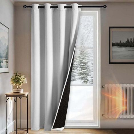 JSSEVN - Winter blackout curtains 132 x 213 cm – Microfiber lining – Thermal and acoustic insulation – Solid color (1/5)