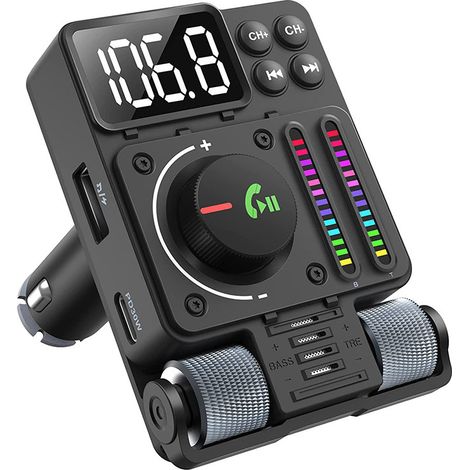MT01 Autoradio MP3 Bluetooth mains libres avec transmetteur FM, chargeur de voiture à charge rapide PD 30W et lecteur audio HiFi -- MT01 (1/3)
