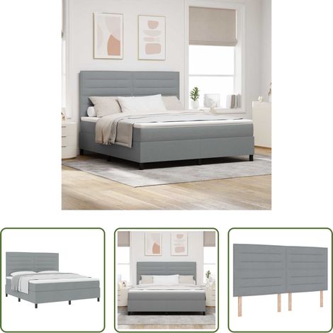 Matratze -  Boxspringbett mit Matratze Hellgrau 180 x 200 cm Stoff (1/5)