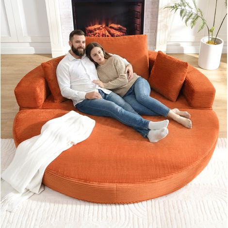 Sofá cama plegable 173x176x40 cm naranja de espuma con cojines y diseño 2 en 1 (1/5)