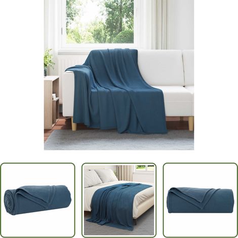 Wohnzimmerdecke - Überwurfdecke Marineblau 200 x 150 cm Fleece (1/5)